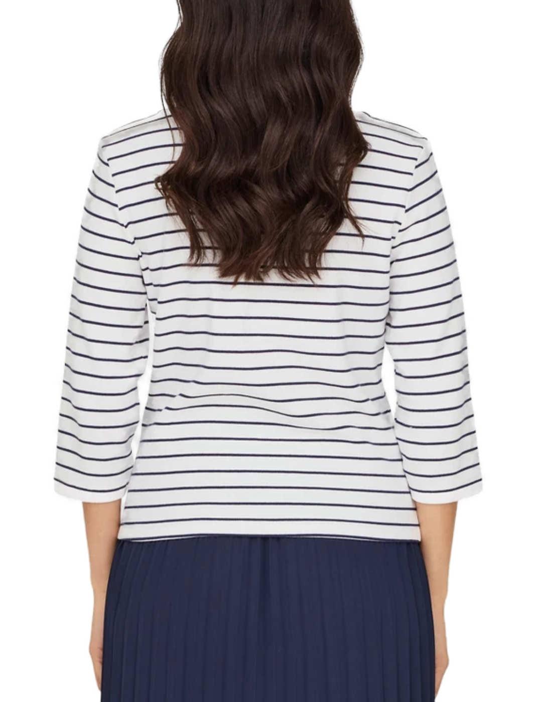 Camiseta Only Ibi blanca rayas manga 3/4 de mujer
