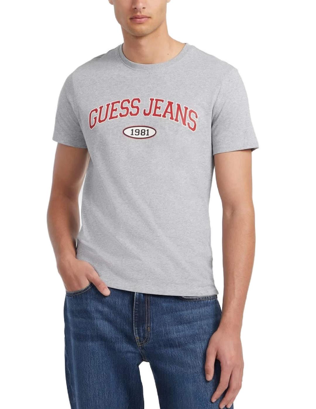 Camiseta Guess Jeans 1981 gris claro manga corta para hombre