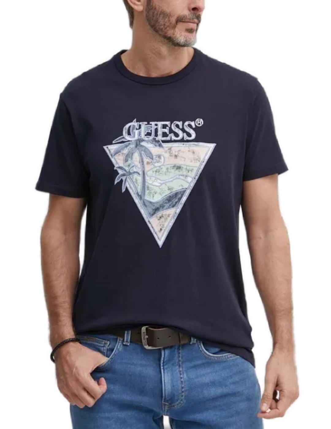 Camiseta Guess Summer marino manga corta para hombre