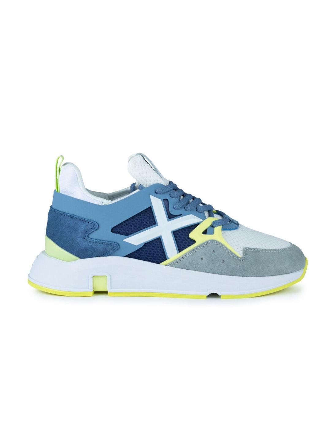 Zapatillas sneaker Munich Clik 72 azul y flúor para hombre