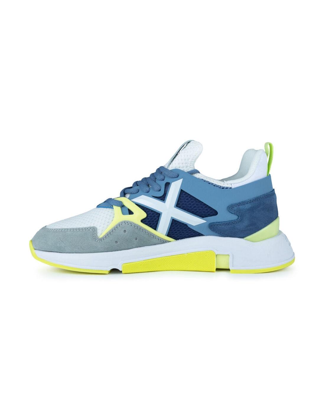 Zapatillas sneaker Munich Clik 72 azul y flúor para hombre