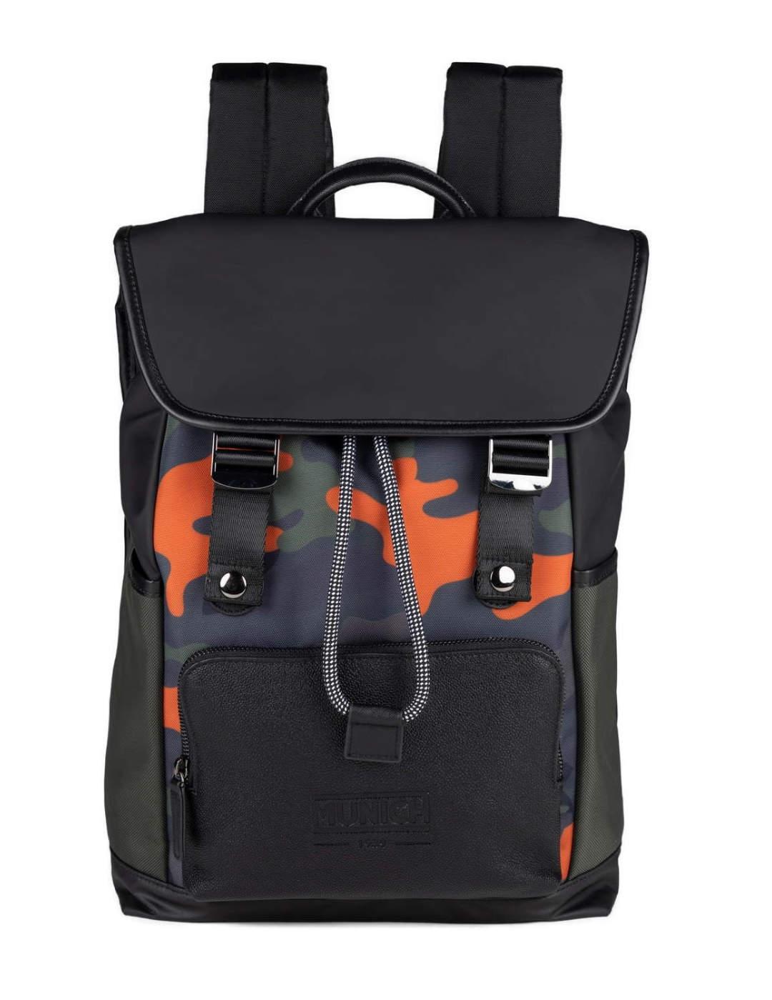 Mochila Munich negra y camuflaje para hombre