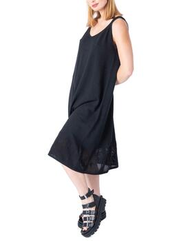 Vestido midi Animosa punto Sor Juana negro estampo de mujer