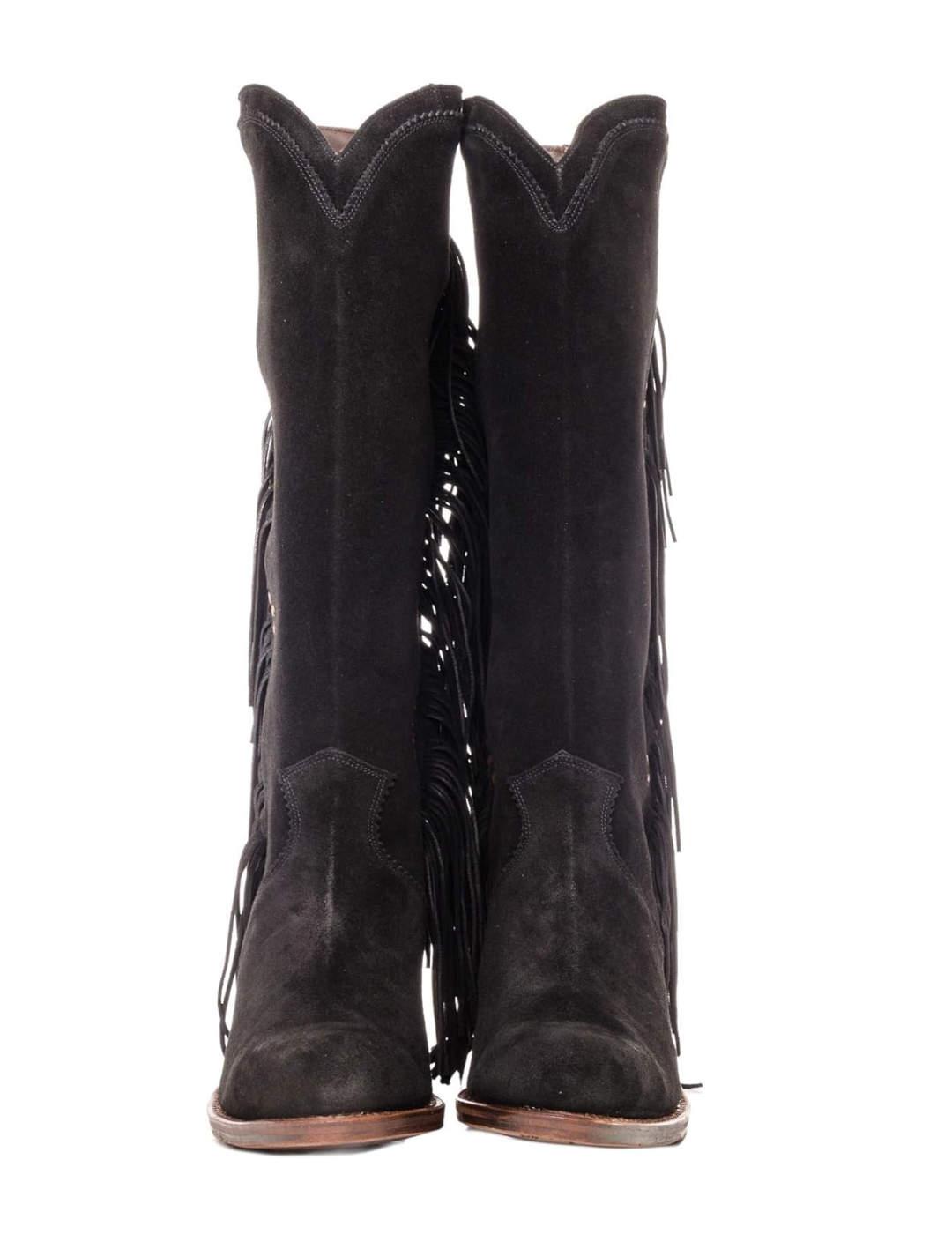 Botas cowboy Sendra Flex negro con flecos para mujer