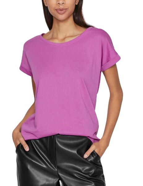 Camiseta basica Vila Dreamers morada manga corta para mu