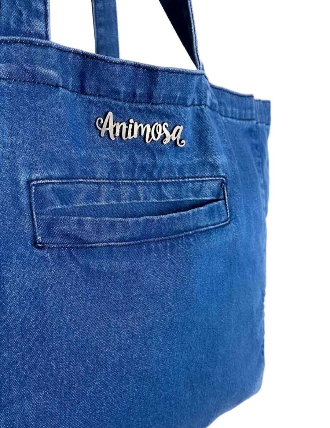 Bolsa shopper Animosa Alma y Coraje denim corazones de mujer