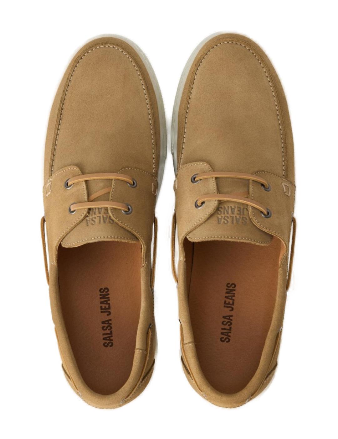 Zapatos Salsa de piel con cordones camel para hombre