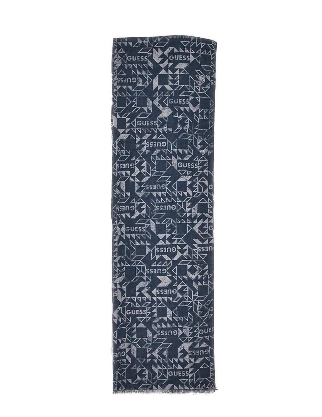 Bufanda Guess Geometric estampado azul y blanco para hombre