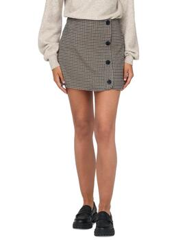 Falda mini Only Eliza pata de gallo marrón para mujer