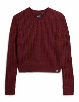 Jersey de punto Superdry granate trenzado regular para mujer