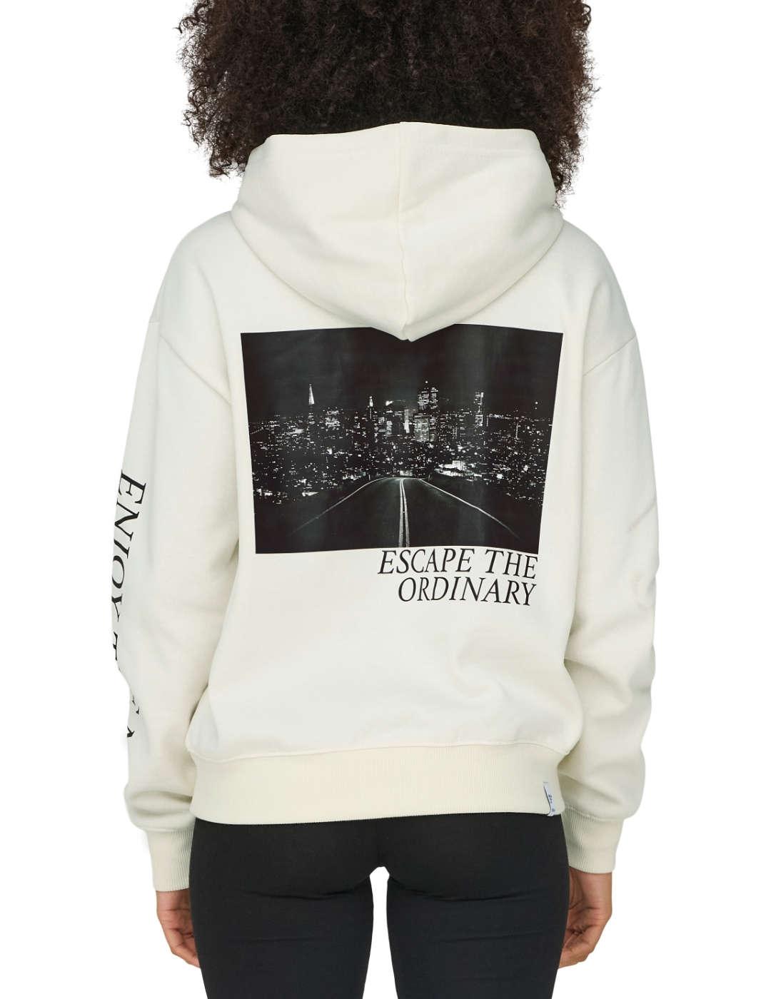 Sudadera Only Cassie blanco con capucha estampada para mujer