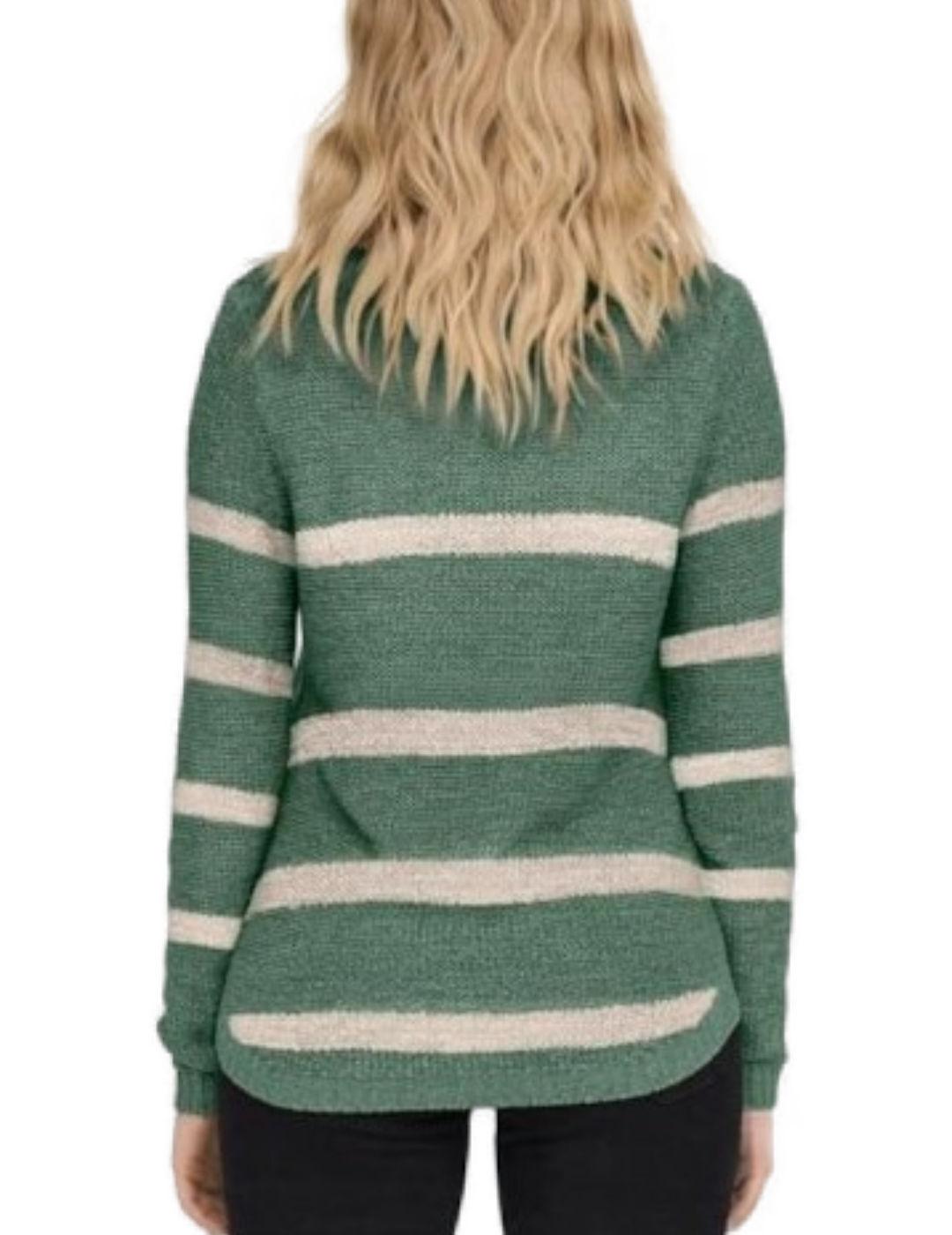 Jersey de punto Only Geena rayas verde y beige para mujer