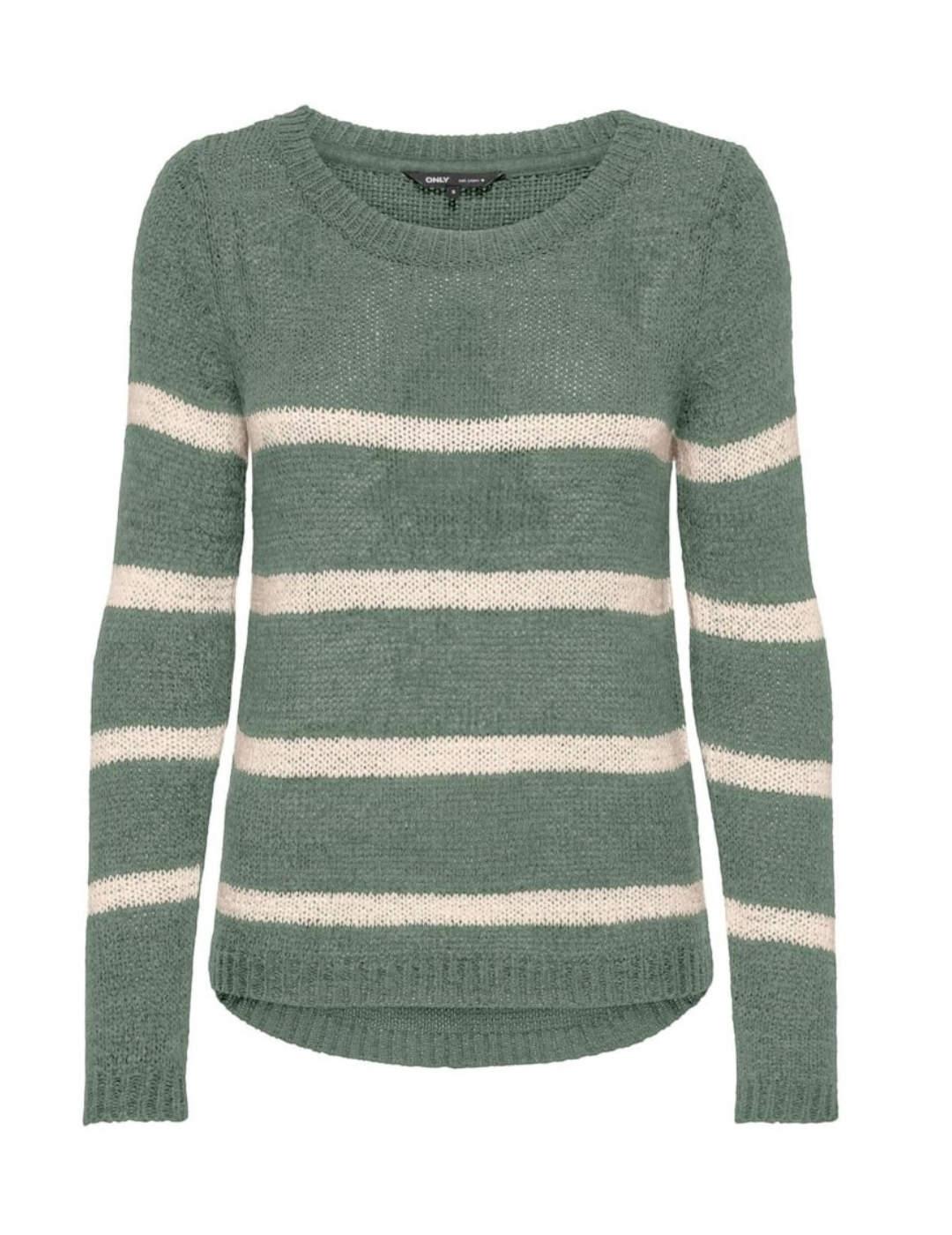 Jersey de punto Only Geena rayas verde y beige para mujer