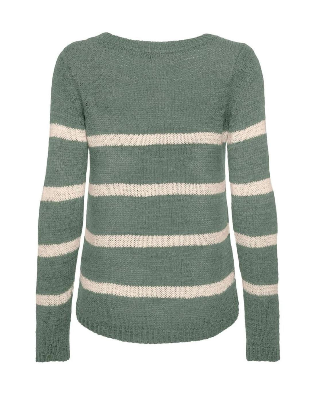 Jersey de punto Only Geena rayas verde y beige para mujer