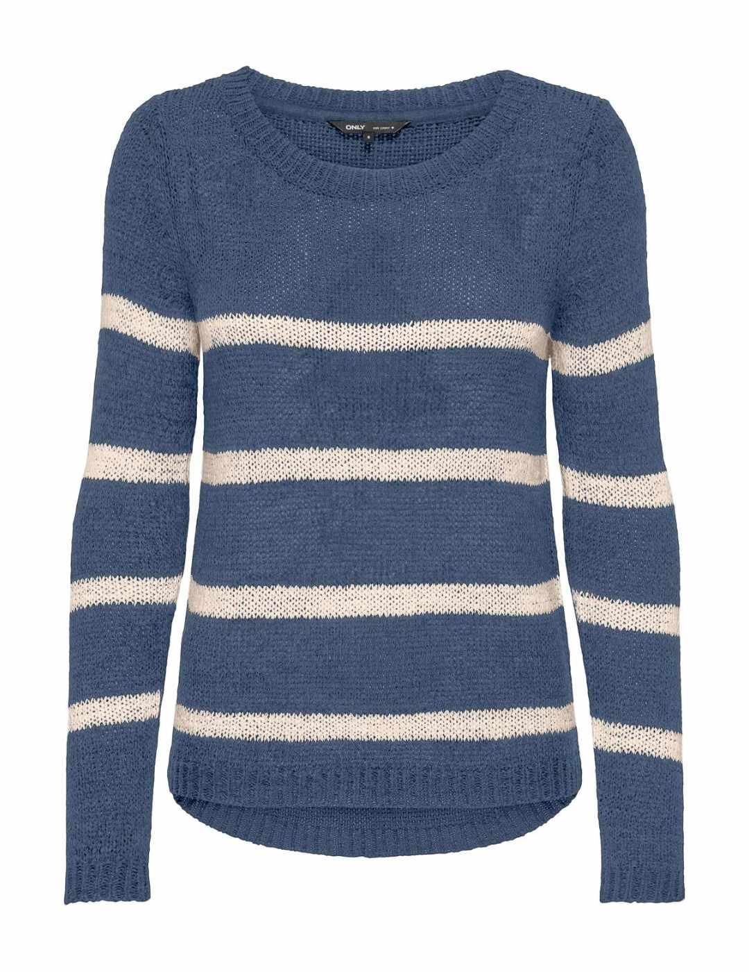Jersey de Only Geena color azul indigo rayas para mujer