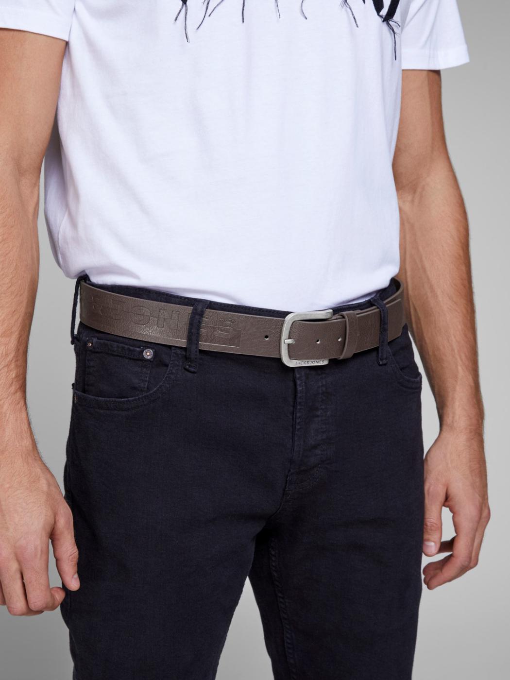 Cinturón Jack&jones harry marrón  hebilla metalica de hombre