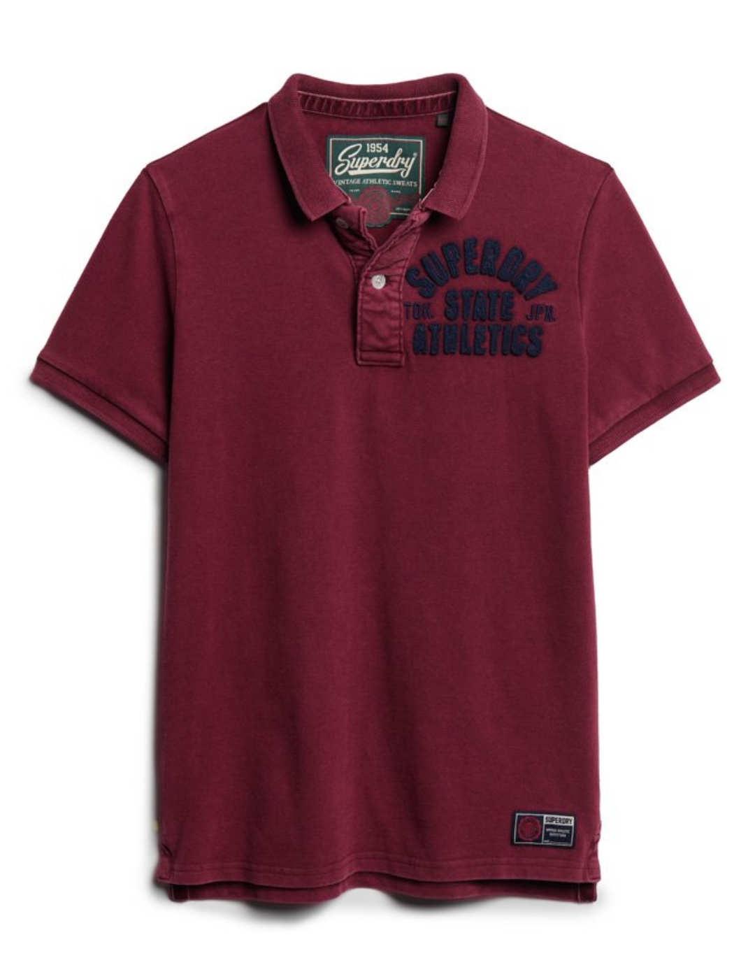 Polo Superdry Vintage Athletic granate manga corta de hombre