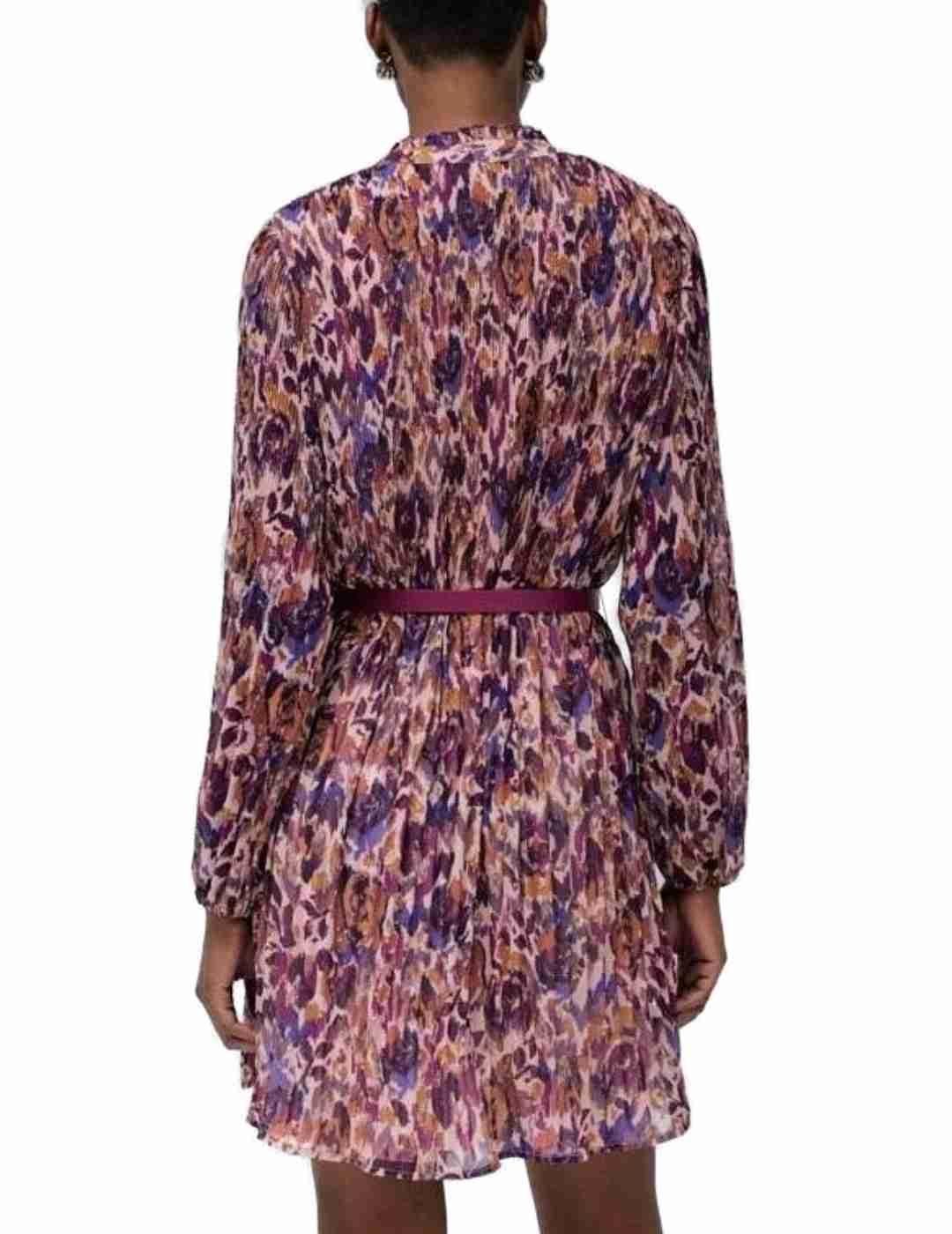 Vestido Salsa plisado multicolor corto regular para mujer