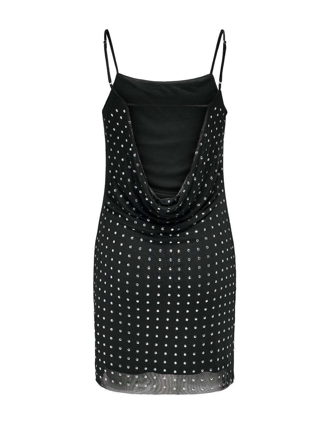 Vestido mini Only Niki negro tachuelas tirante fino de mujer