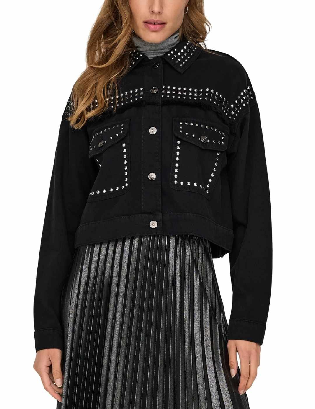 Cazadora vaquera negra mujer clearance