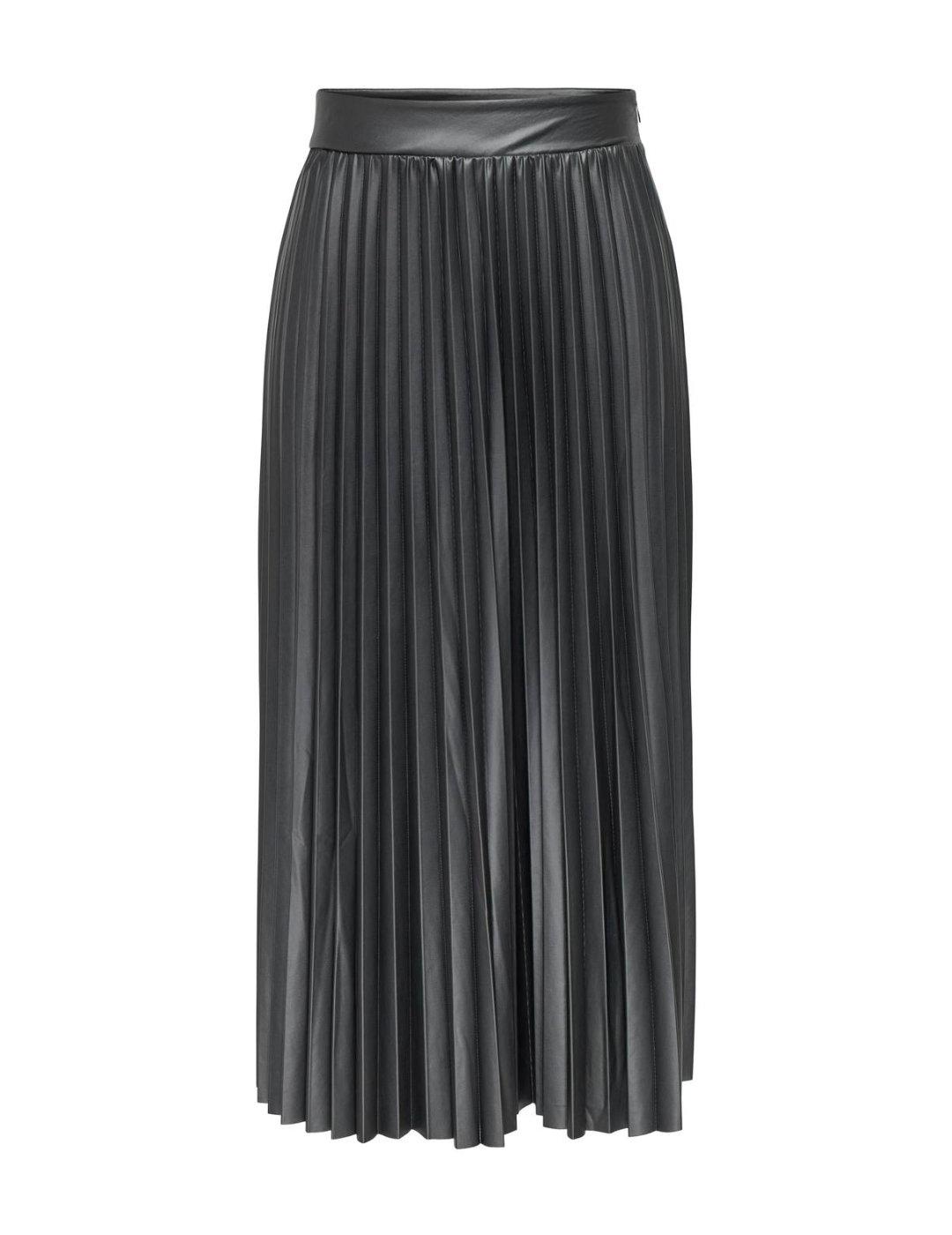Falda midi Only Anina plisada gris polipiel para mujer