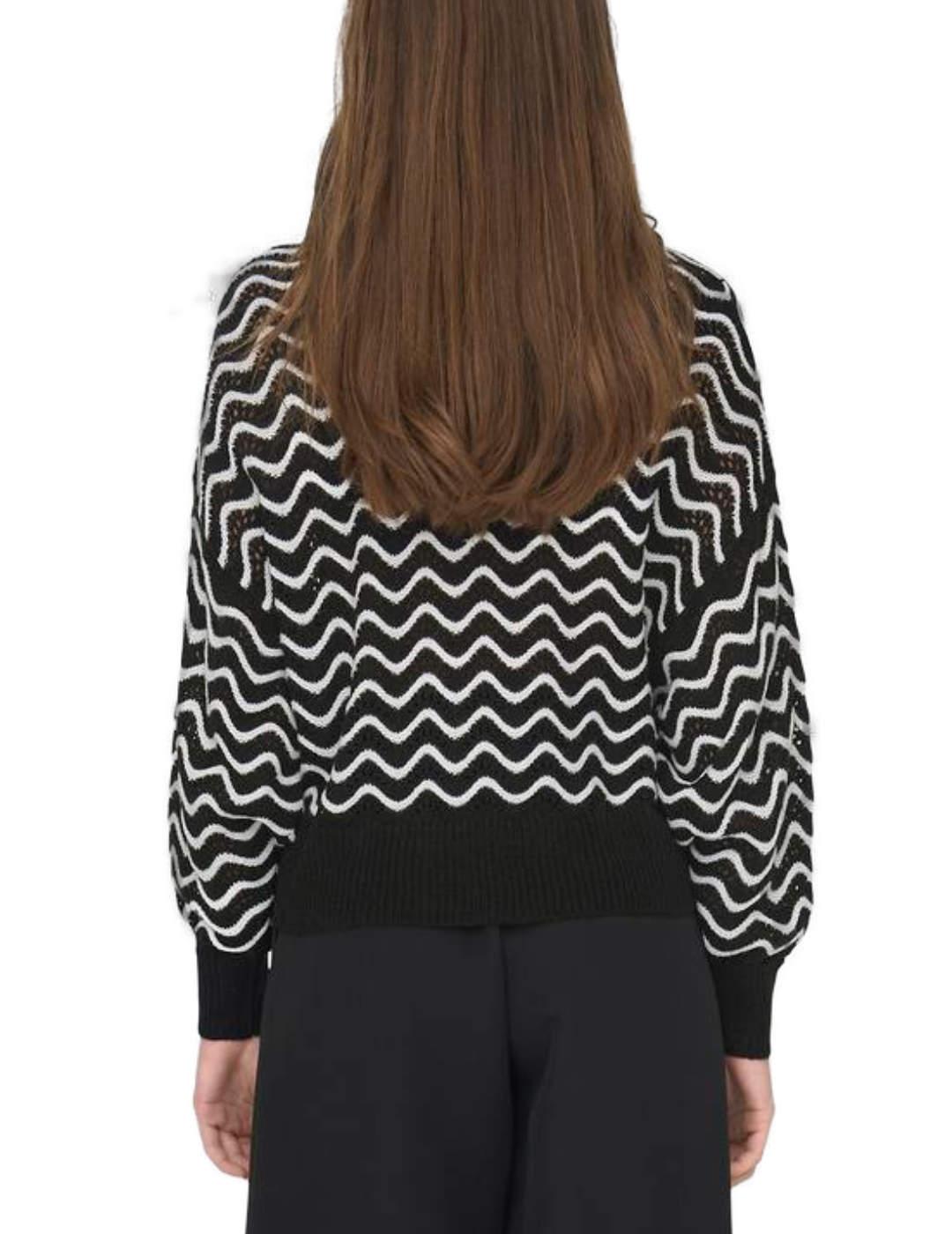 Jersey JDY Rita blanco y negro de punto regular para mujer