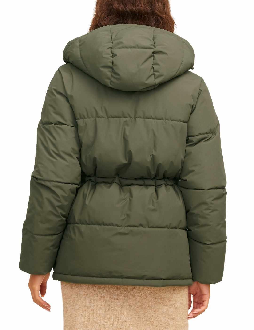 Plumas JJXX World verde oliva guateado con capucha de mujer