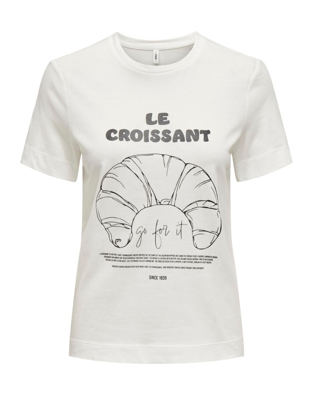 Camiseta Only Signe blanca croissant manga corta para mujer