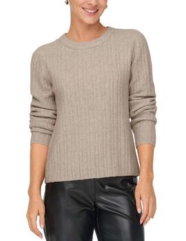 Jersey Only Jeanett beige de punto acanalado para mujer