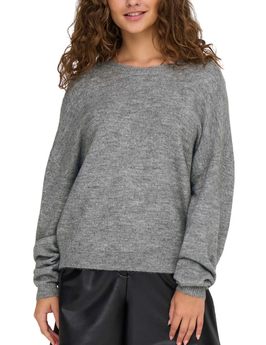 Jersey Only Manifesta gris claro cuello pico para mujer