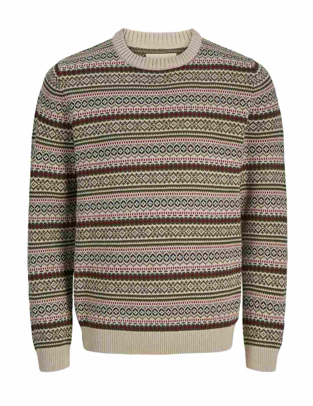 Jersey Jack&Jones Bluno beige estampado étnico para hombre