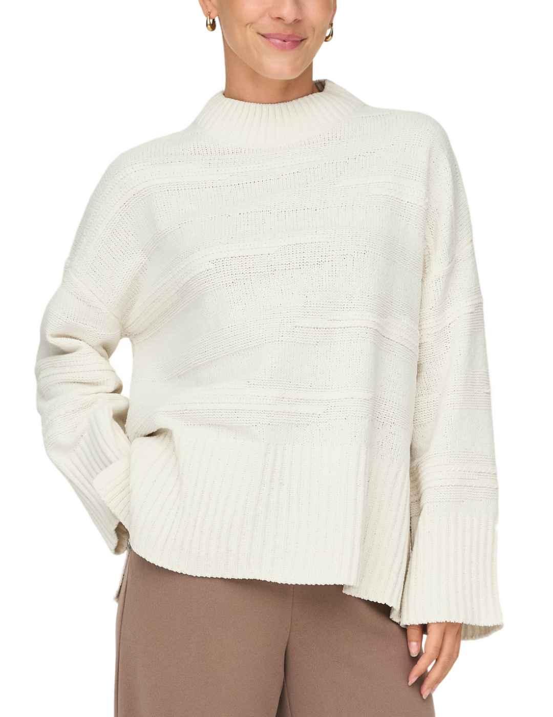 Jersey Only Lima blanco roto de punto regular para mujer