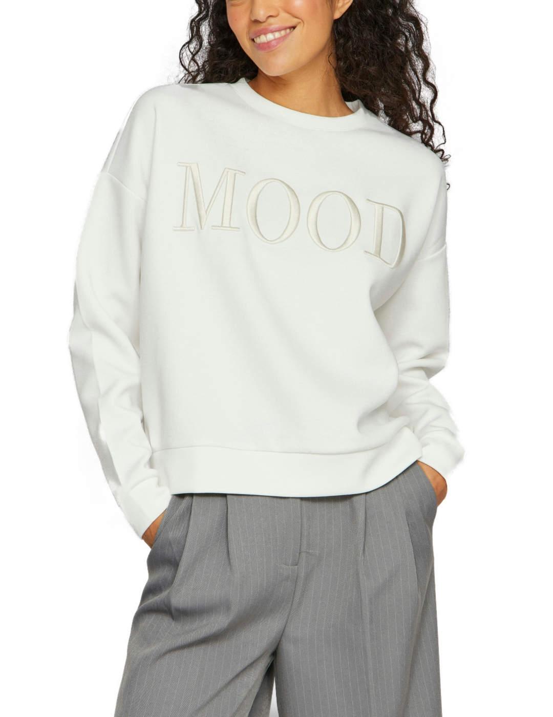 Sudadera Vila Reflect blanco sin capucha letras para mujer