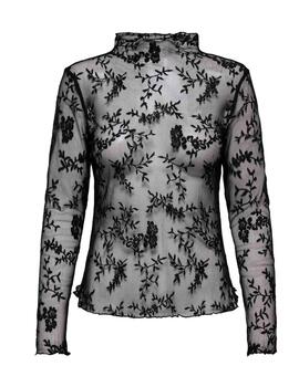 Blusa Only Linley transparencia negra manga larga para mujer