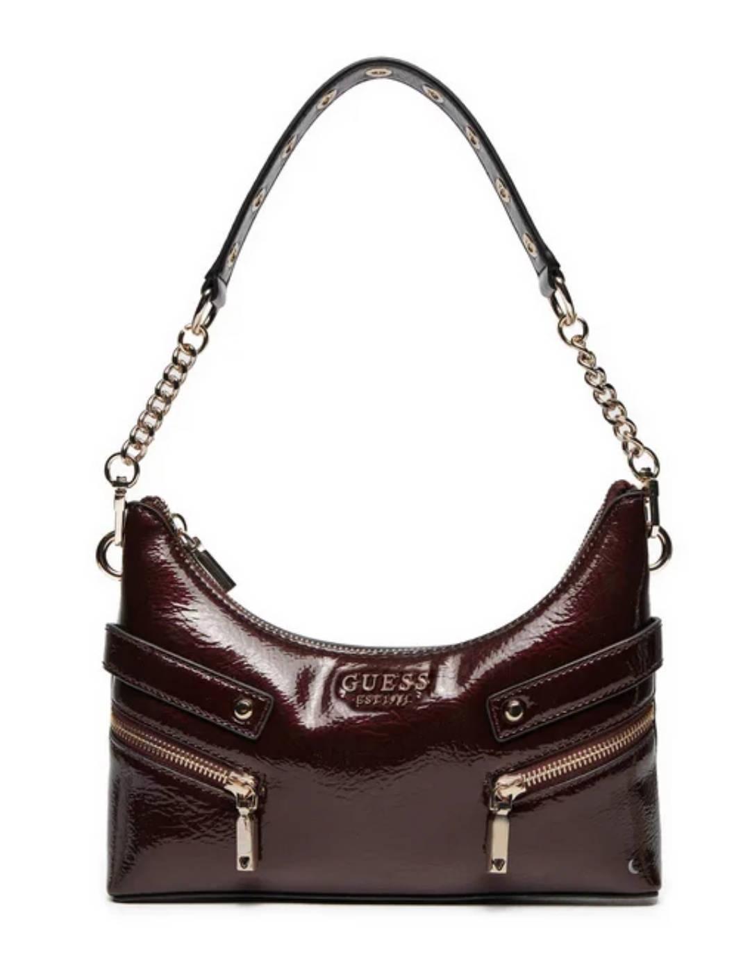 Bolso de hombro Guess Trissa granate brillante para mujer