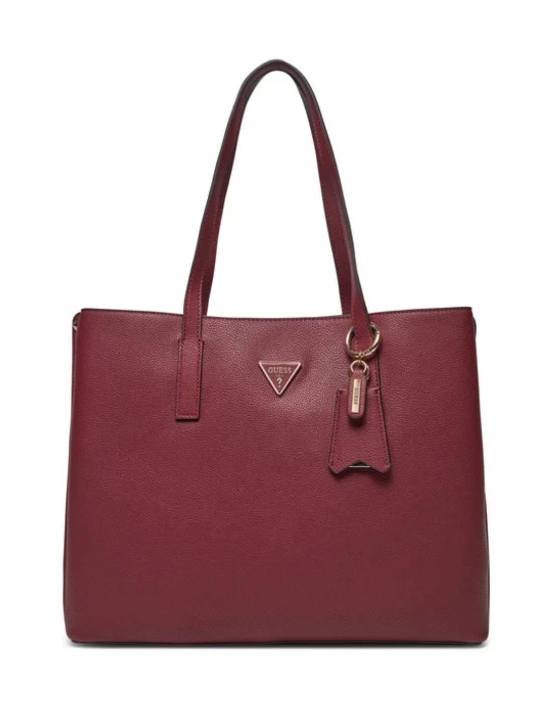 Bolso tote Guess Meridian burdeos y dorado para mujer