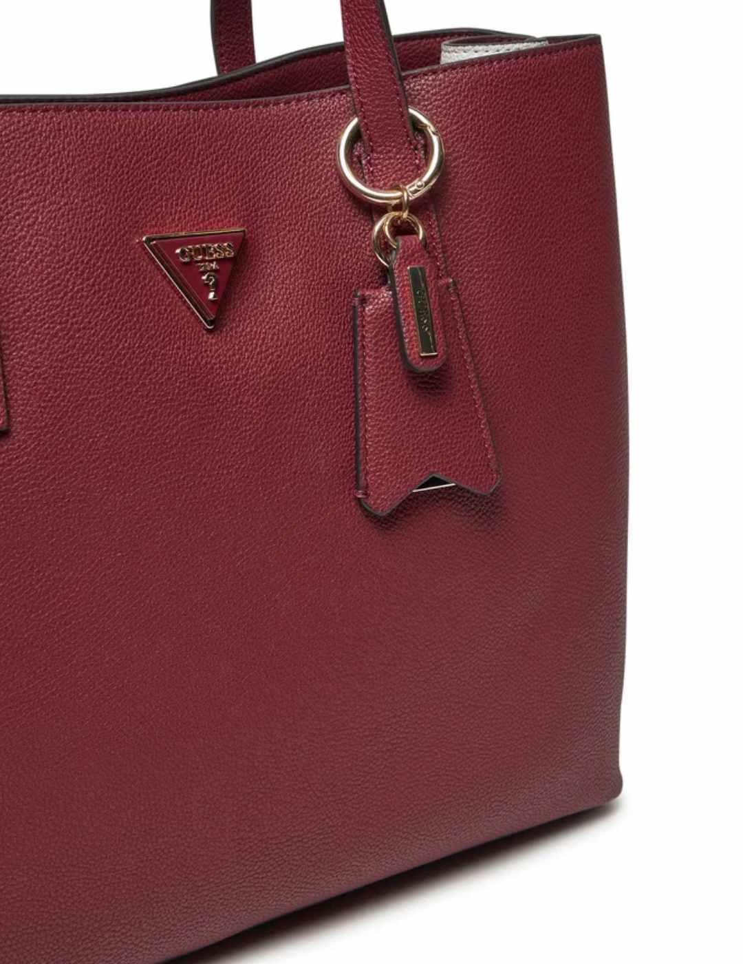 Bolso tote Guess Meridian burdeos y dorado para mujer