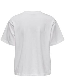 Camiseta Only Vinnie blanca mariposa manga corta de mujer