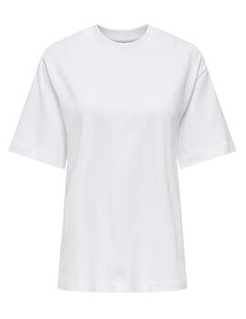 Camiseta básica Only Manhattan blanco oversize para mujer