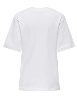 Camiseta básica Only Manhattan blanco oversize para mujer