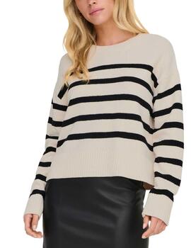 Jersey Only Elly crudo raya negra de punto para mujer