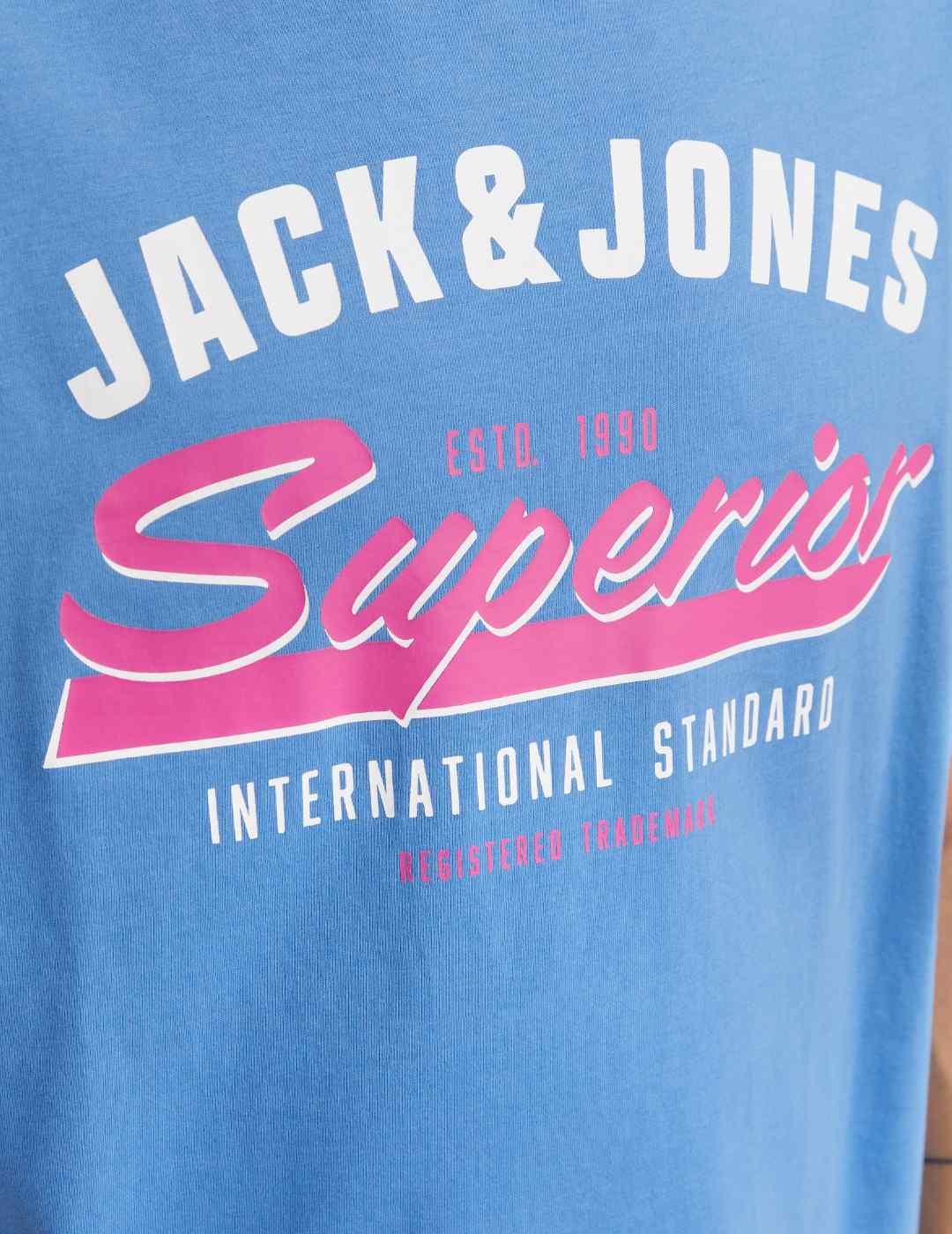 Camiseta Jack&Jones Logo azulón manga corta para hombre