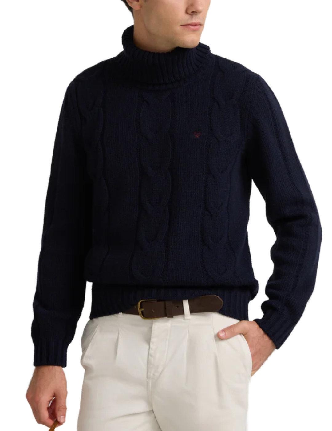 Jersey Silbon cuello vuelto ochos azul marino de lana hombre