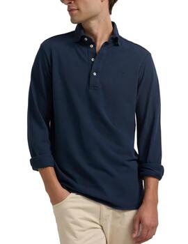 Polo Silbon clasico manga larga azul marino para hombre