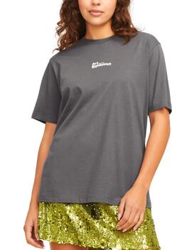 Camiseta JJXX Gallery gris manga corta estampada para mujer