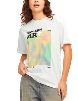 Camiseta JJXX Gallery blanco manga corta estampada de mujer