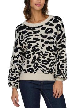 Jersey Only Lima animal print beige de punto para mujer