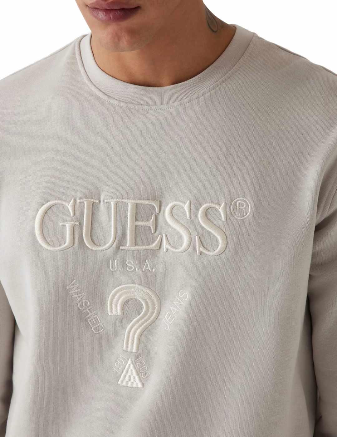 Sudadera Guess Beau gris sin capucha para hombre