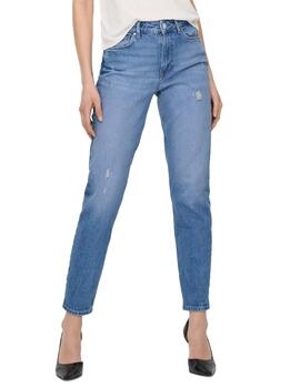 Pantalón vaquero Only Emily azul claro rotos para mujer