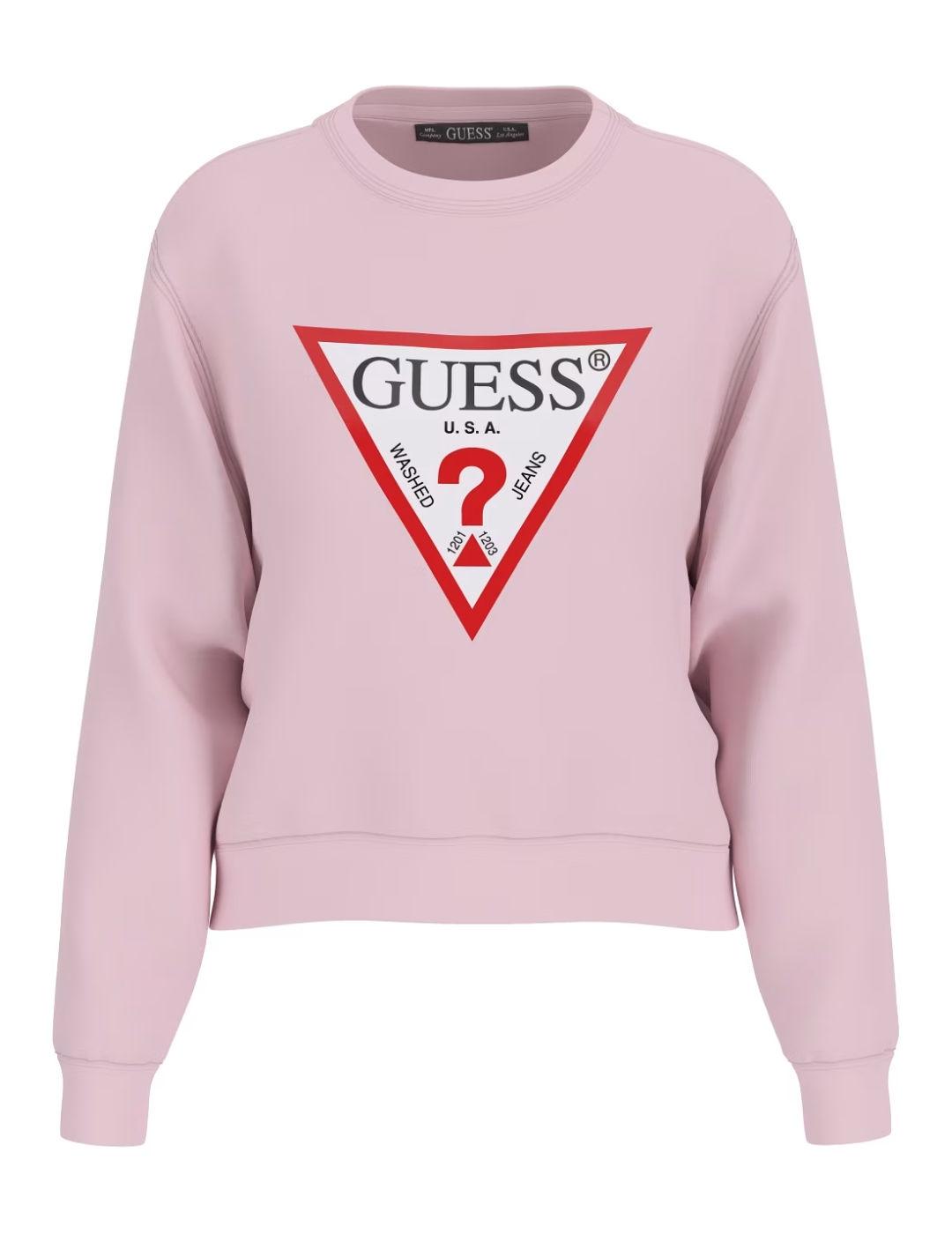 Sudadera Guess Original rosa sin capucha para mujer